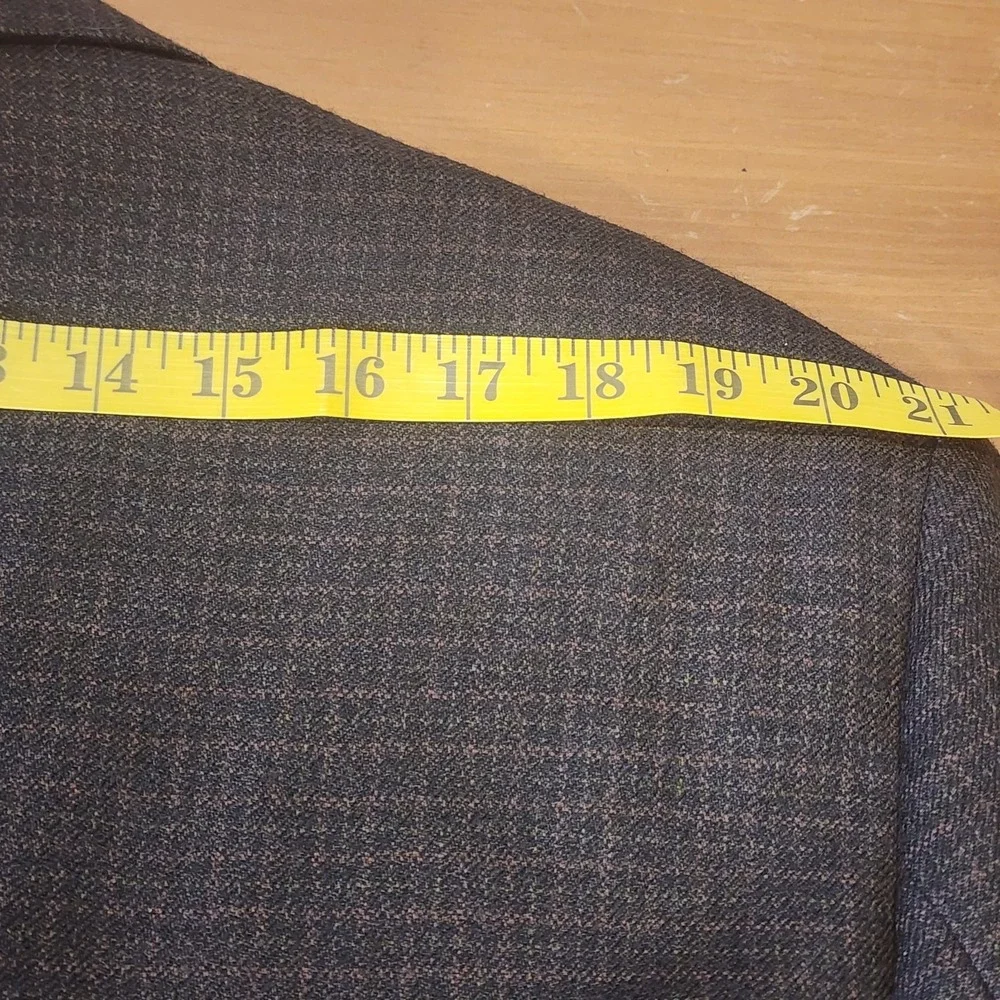Murano Sport Coat Blazer Mens 48R Brown Check Worsted Wool Cashmere Career Event